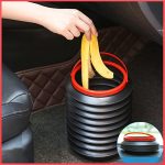 Wolpin Mini Car Trash Bin Can Holder Dustbin Foldable Retractable – Black (L 24 x W 18.8 cms)