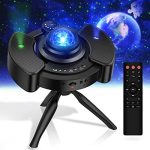 AZRAEL Galaxy Projector, Star Projector, 4 in 1 LED Moon Waves Ocean Kids Night Light 22 Modes Noiseless Lighting with Bluetooth Speaker/Timer/Voice Control/Remote/360° Tripod for Bedrooms (Black)