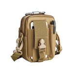 CARRY TRIP Tactical MOLLE Pouch with Adjustable Shoulder Strap,Hiking Waist Pack, Tactical Bag Multi-Purpose Utility Gadget Tool Belt, for Outdoor Hiking Camping Cycling Fishing Daily Use (Tan)