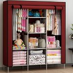 MOM’S GADGETS® Fancy and Foldable Wardrobe/Wardrobe for Clothes/Collapsible Wardrobe for Clothes/Wardrobe for Kids/Students/Girls/Mans/Woman’s (90150) (Wine RED)