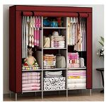 MOM’S GADGETS® Fancy and Foldable Wardrobe/Wardrobe for Clothes/Collapsible Wardrobe for Clothes/Wardrobe for Kids/Students/Girls/Mans/Woman’s (90140) (Wine RED)