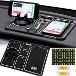 MMAK Anti-Slip Car Dashboard Mat & Mobile Phone Holder Mount with Car Perfume -White Lining