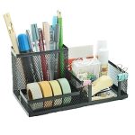 BEGMEAN Mesh Stand Round Metal Stationary Organizer Desk for Office Table Pencil Pen Daily Things Storage Holder with 3 Compartment (3 Compartment)