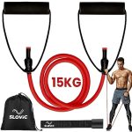 Resistance Tube by SLOVIC (1 Year Warranty) with 30+ Exercise Guide & Foam Handle, Suitable for Home and Gym for Men and Women, Multipurpose Resistance Tube Band (Red = 15kg)