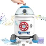 BAREPEPE Rocket Piggy Bank for Kids Electronic ATM Money Machine with Password and Finger Sensor Lock (White)