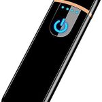 Docsir Smoking Lighter Smart Fingerprint Sensor Smoking Lighter with Indicator Light USB Rechargeable Pocket Lighter Gifts for Men, Boys, Girl (Black)