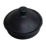 Ak Creations Small Clay Pan Fry with Lid/Clay Small Fryer/Clay Samll Kadhai/Clay Small Tai Pack of 1 Piece Black Colour.