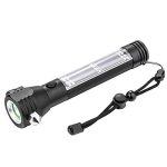 BluBasket Multi Function Flash Light,USB Rechargeable Solar Powered Flashlight with Glass Breaker,Seatbelt Cutter,Phone Charger, Car LED Tactical Flashlight for Emergencies