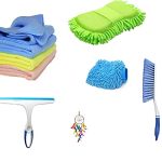 Winberg ® Car Cleaning Combo Pack Microfiber Towel 3 pcs 1 Carpet Brush 1 Washing Scurb Microfibre Gloves full Interior and Exterior Cleaning Kit – CarCLNG06