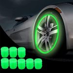 VINSU New Bike Car Tyre Air Valve Caps Universal Fluorescent Tire Valve Caps for Cars & Bikes with Neon Glow Brighten Up Your Ride Instantly (Pack of 4, Green)