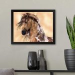 GADGETS WRAP Printed Photo Frame Matte Painting for Home Office Studio Living Room Decoration (11x9inch Black Framed) – Horse Portrait Painting