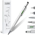 VIHM Multifunction Tool Pen, 6 in 1 Tool with Ballpoint Pen, Touch Screen Stylus, Ruler, Spirit Level, Flat-head Screwdriver, All-in-One Tech-Tool Gadgets for Mens Gifts, Aluminium;Plastic