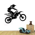 Gadgets Wrap Wall Stickers Cool Motorcyclist Carved Art Decor Boys Room Vinyl Wall Decals