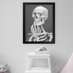 GADGETS WRAP Printed Photo Frame Matte Painting for Home Office Studio Living Room Decoration (11x17inch Black Framed) – White Skeleton