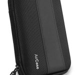 AirCase Rugged Hard Drive Case for 2.5-inches Western Digital, Seagate, Toshiba, Portable Storage Shell for Gadget Hard Disk USB Cable Power Bank Mobile Charger Earphone, Waterproof (Black)