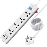 Extension Board with 2 USB 1500W Output 4 Socket with 2.1 USB 1.8 Mtr Extension Cord Surge Protector Universal Socket Power Plate Plug