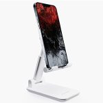 Ambrane Mobile Holding Tabletop Stand, 180 Perfect View, Height Adjustment, Wide Compatibility, Multipurpose, Anti-Skid Design (Twistand, White)