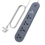Axmon® Extension Cord [FIRE Proof] [Shock Proof][6 Month Warranty] 10 Amp [1.9 Meter Power Cord] 4 Socket Extension Board for Home Office- Grey