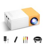 YOTON UC 500 Projector, 400LM Portable Mini Home Theater LED Projector with Remote Controller, Support HDMI, AV, SD, USB Interfaces (Yellow) 3500 lm LED Corded Projector UC-500_A02