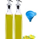 Xariya Oil and Vinegar Dispenser Bottle for Kitchen, Glass Oil Bottle, Kitchen Oil Container, Oil Pourer with Funnel (Pack of 2pc Oil Bottle + 1 Pc Funnel)