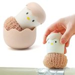 Baskety Egg Shape Kitchen Cleaning Brush Dish Washing Fiber Ball with Handle Durable Cookware Cleaning Tool Convenient to Use Good Kitchen Gadget for Plate Bowl Pot Pans Cleaning Bearable (Pink)