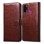 Infinix Smart 4 Plus Mobile Flip Cover in Brown Colour | Top Class Magnetic Closing | Super Kickstand Feature | Leather Finish | Inbuilt Wallet Card Slots Feature | Foldable Stand | (Brown)