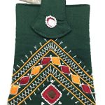 SriAoG Women’s Mobile Purse with Hook for Saree Waist Clip Pouch Handmade Sari Hook Purse (Original Mirrors, Beads Works and Thread, Green)