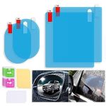 DETACHI Anti Fog Film For Car Mirror Car Window Film Water Protective Film Sticker For Car Anti-Glare, Anti-Scratch, Rainproof (2 PCs Oval + 2 PCs Square) Universal Combo pack
