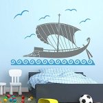 Gadgets Wrap Boat and Wave Wall Decal Nautical Baby Nursery Home Decor Boys Rooms Sticker