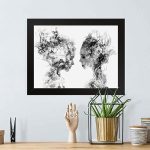GADGETS WRAP Printed Photo Frame Matte Painting for Home Office Studio Living Room Decoration (17x11inch Black Framed) – B&W Abstract Smoke Girls