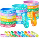 Skylety Inspirational Rubber Bracelets Colored Inspirational Wristbands Motivational Wristbands Gifts for Kids Men Women Students Party Supplies (80 Pcs)