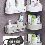 Generig zoomenzo ABS Plastic Kitchen Bathroom Wall Holder Storage Rack, Corner Shelf ( White Colour only ) -Combo of 5 Pieces Plastic Wall Shelf (2 Bathroom Shelves + 3 Corner Triangle Shelves)