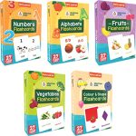 SPARTAN KIDS® Flash Cards for Kids (Set of 5) Numbers, Alphabets, Fruits, Vegetables and Color & Shape Flash Cards For Kids, Early Learning Flash Cards Easy & Fun way of Learning 3 Months to 6 Years Babies (Combo Set)