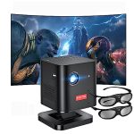 BYINTEK P19 Mini 3D DLP Projector USB Full HD LED Battery Operated Portable Wi-Fi Projector with 4K Android 9.0 OS Wireless Display Support, 2 Free 3D Glasses & 1 Year Warranty