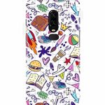 Dugvio Printed Colorful Hard Back Case Cover & Compatible for OnePlus 6 | Student Study Gadgets Art (Multicolor)