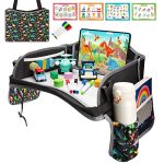 Blissful Diary Kids Travel Tray for Toddler Car Seat, Car Seat Tray for Road Trip, Road Trip Essentials Car Tray with Drawing Kit, Markers Desk Organizer for Car Airplane Travel Activities (Dinosaur)