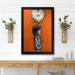 GADGETS WRAP Printed Photo Frame Matte Painting for Home Office Studio Living Room Decoration (11x14inch Black Framed) – Orange Boy