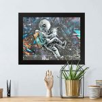 GADGETS WRAP Printed Photo Frame Matte Painting for Home Office Studio Living Room Decoration (17x11inch Black Framed) – Astronaut Boy Wall Grafitti