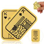 Fidget Toy – Metal Haptic Poker Slider | Stress Relief Push Card Clicker | Office Desk Gadget for Autism ADHD Relief | Anti-Anxiety Sensory Toy for Boyfriend and Father – Golden K&K