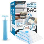 Smart Vacuum bags (3.Pcs Small 40 Cms x 60 Cms) + 1 Hand Pump | Lifetime Reusable Vacuum Storage Space Saver Bag for Clothes Blankets Pillows and Travels | 80% More Compression | Pack Of – 3.Pcs