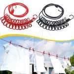 VazzLox Cloth Drying Rope with Hooks (Pack of 2) Elastic Cloth Hanging Rope for Cloth Drying with 12 Clips Cloth Rope for Drying Clothes for Travel Home Outdoor Kapde Sukhane ki Rassi Wire -Multicolor