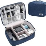 Accessories Organizer Bag, Universal Travel Gadget Bag for Cables, Plugs, Chargers, and More, Ideal Size for Pad, Phone, and Hard Disk (24.5cm x 10cm x 18.5cm) (Dark Blue)
