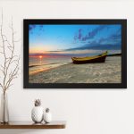 GADGETS WRAP Printed Photo Frame Matte Painting for Home Office Studio Living Room Decoration (14x11inch Black Framed) – Beach View
