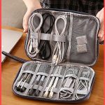 Wolpin Portable Travel Organizer Case for Power Bank, Adapter, Earphones, Data Cables, Hard Disk, Pen Drives, Memory Card, (Grey)