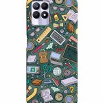 Mugruch Colorful Hard Back Case Cover for Realme 8i | Student Study Gadgets Pattern | Design- – D24