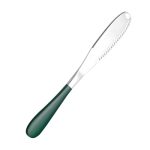 Mockery Butter Spreader Knife, Stainless Steel Kitchen Gadgets with Holes Serrated Edge, Multifunctional Butter Knife for Cold Butter Slice Tool for Cutting Vegetables Fruit Cheese (Green)