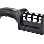 YANCI Smart Sharp Kitchen Knife Sharpener – Professional 3-Stage Manual Sharpener for Sharpening Kitchen Knives, Scissors – Ceramic Stone, Tungsten Carbide Plates. Ergonomic Design (Black)