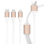 GADGETSWRAP 3 in 1 USB Charging Cable Compatible With Type C, Micro & iPhone Smartphone – Rose Gold