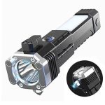 Marcos Torch Light, Rechargeable High Power Long Distance Led Flash Light, Battery USB Charger Power Bank with Car Emergency Glass Hammer, Travelling Smart Gadgets Tools Products
