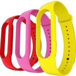 Adlynlife Band Strap Compatible with Mi Band 5 and Mi Band 6 Wristband Soft Silicone Strap (Combo, Pack of 3) (Red-Pink-Yellow)